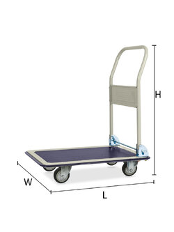 STEEL PLATFORM TRUCK - FOLDABLE HANDLE 220 KG RUBBER WHEELS