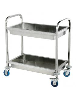 รถเข็นสแตนเลส ถาดลึก 2 ชั้น แฮนด์คู่ 1401-070