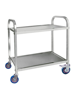 รถเข็นสแตนเลส 2 ชั้น ล้อ 4 นิ้ว