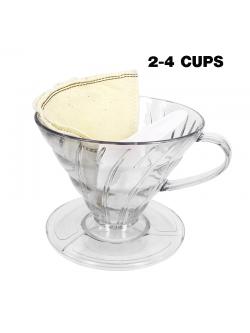 ถ้วยดริปเปอร์ หรือ ถ้วยกรองกาแฟ ทรงกรวย รูเดี่ยว 2-4 ถ้วย
