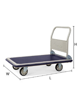 STEEL PLATFORM TRUCK - FOLDABLE HANDLE 500 KG PU WHEELS