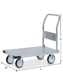 STAINLESS STEEL PLATFORM TRUCK - FIXED HANDLE 500 KG-PU WHEELS