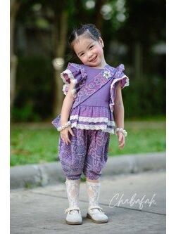 (เซต 4 ชิ้น) ชุดไทยแบรนด์ Chabafah รุ่น ศิรินภา สีม่วง