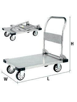 STAINLESS STEEL PLATFORM TRUCK - FOLDABLE HANDLE 350 KG