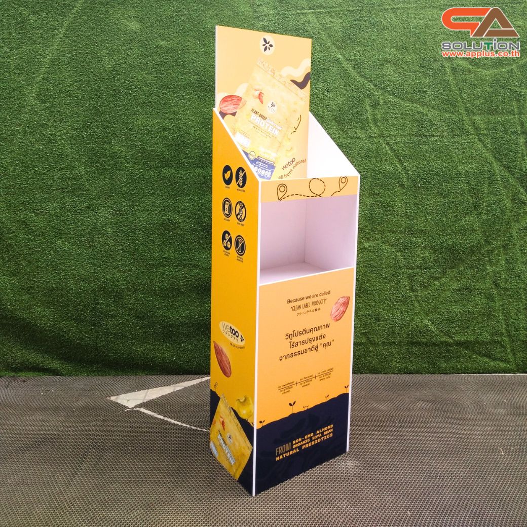 ชั้นวางสินค้าพลาสวูด 2 ชั้น ขนาด (W)35 x (D)24 x (H)130 ซม. พร้อมงานพิมพ์ พลาสวูดหนา 8 มม.