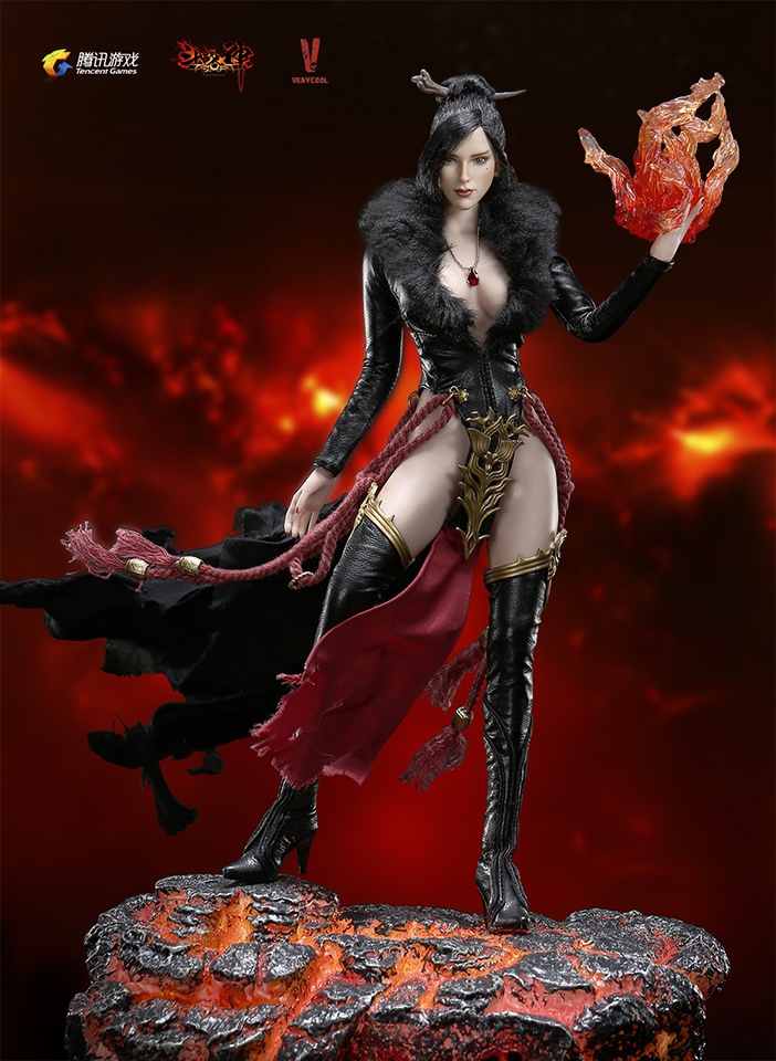 VERYCOOL DZS-003 + VCF-2028 1/6 “Dou Zhan Shen” Series of Tencent Game - RAKSA + Stone-Shaped Display Stand