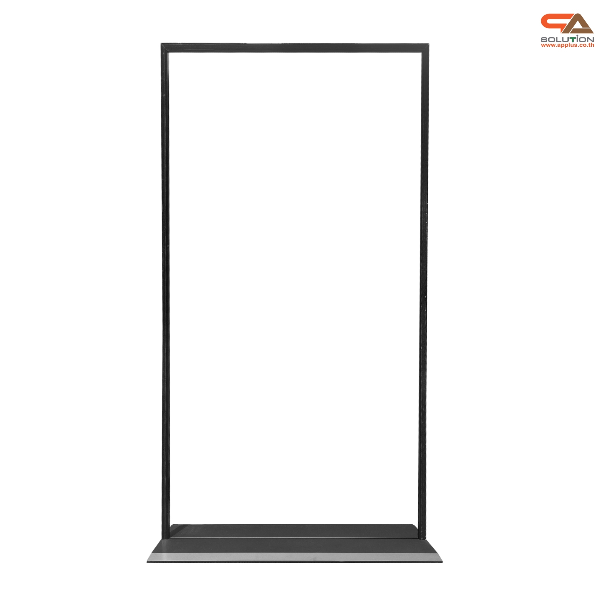 ป้ายตั้งพื้น ฐานเหลี่ยม สีดำ ขนาด (W)100 x (H) 200 cm. โชว์งานพิมพ์ 2 ด้าน ถอดประกอบได้ เคลื่อนย้ายสะดวก