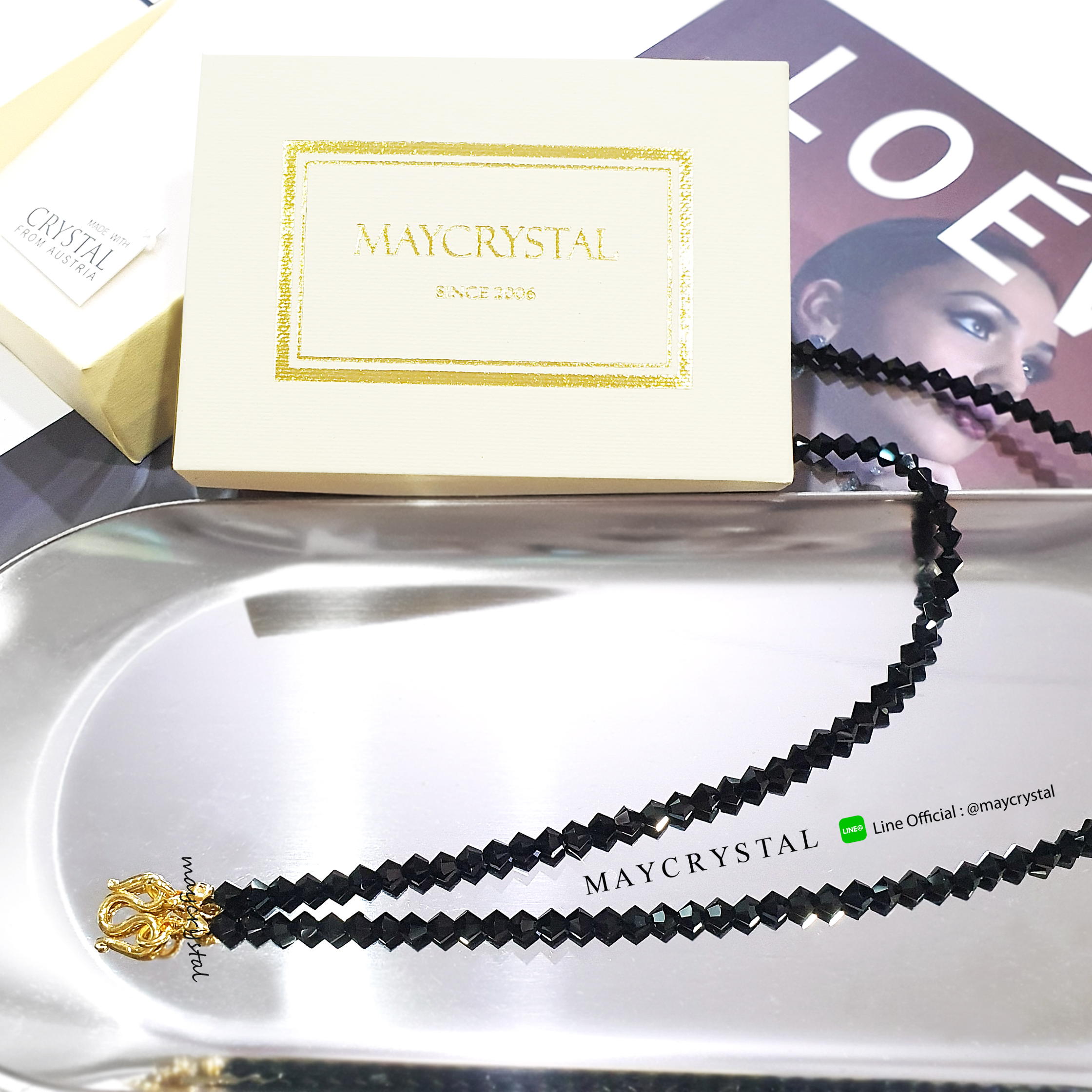 สร้อยคอคล้องพระ คริสตัลแท้จากยุโรป (Embellished with Crystals from Austria)