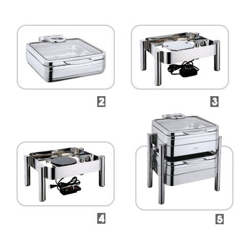 1/2 SIZE INDUCTION CHAFING DISH W/ GLASS WINDOWED LID-4 Litres 1601-119-1