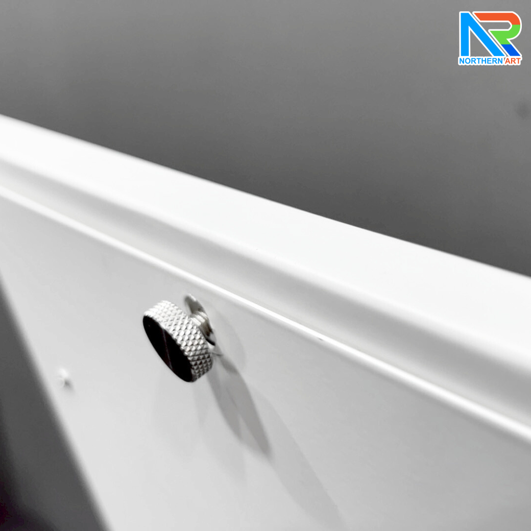 โปสเตอร์สแตนด์ตั้งพื้น LED รุ่นโชว์รูมรถ ขนาด A4 สอดงานพิมพ์ด้านบน วัสดุเหล็ก สีขาว มั่นคงแข็งแรง