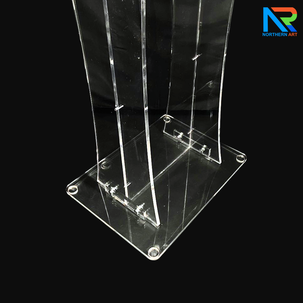 โพเดียม อะคริลิคใส ขนาด(W)60 x (L)42 x (H)109 cm. TOP ตรงพร้อมกันตก 3 ด้าน วัสดุอะคริลิคใส หนา 9.5 มม.