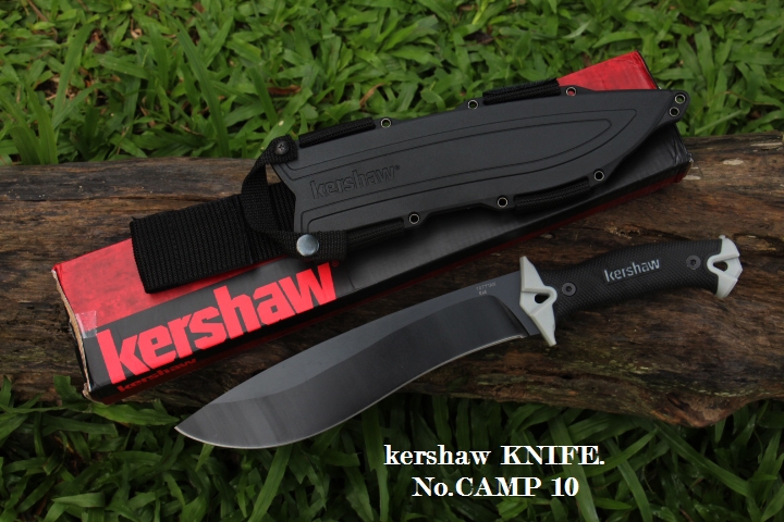 มีดเดินป่าkershaw รุ่น CAMP 10 รหัส 1077 ใบยาว 10 " FULL TANK ใบมีดเหล็ก 65Mn , powdercoat พร้อมซอง Kydex