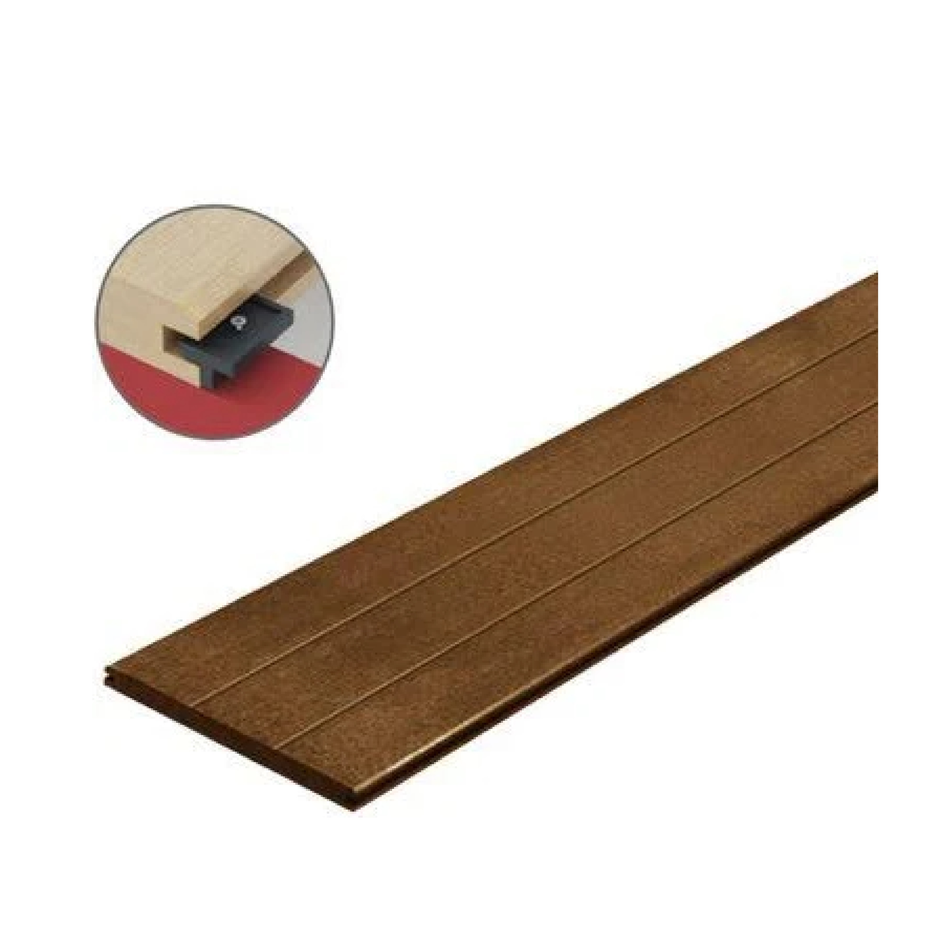 ไม้พื้น หน้า 4 นิ้ว รุ่น ที-ล็อก 3in1 CONWOOD ขนาด 30 x 305 x 2.5 ซม. สีสัก