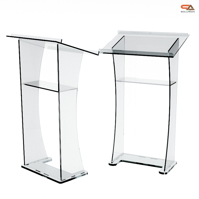 โพเดียม อะคริลิคใส AC-06 ขนาด(W)70 x (L)50 x (H)120 cm. TOP เอียงพร้อมกันตก วัสดุอะคริลิคใส หนา 10-20 มม.