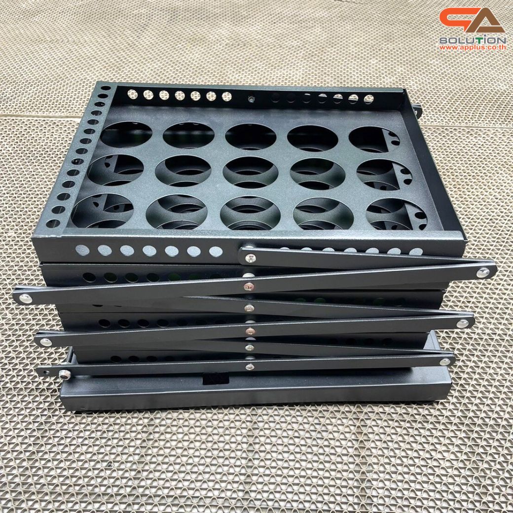 ชั้นวางโบรชัวร์เหล็ก สีดำ รุ่นพับได้ 2 ด้าน ขนาด A4 พับเก็บได้ เคลื่อนย้ายสะดวก พร้อมกระเป๋า 1 ใบ