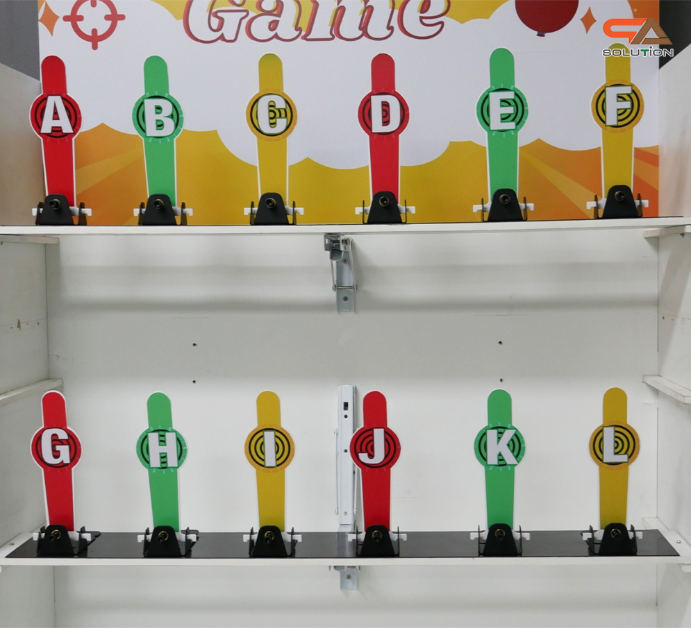 เกมส์ CARNIVAL GAME ยิงเป้าเหล็กแท่ง ขนาด (W) 90 x (L)50 x (H)176 cm. พร้อมเป้าเหล็ก 12 อัน ปืนกระสุนโฟม 2 ชุด