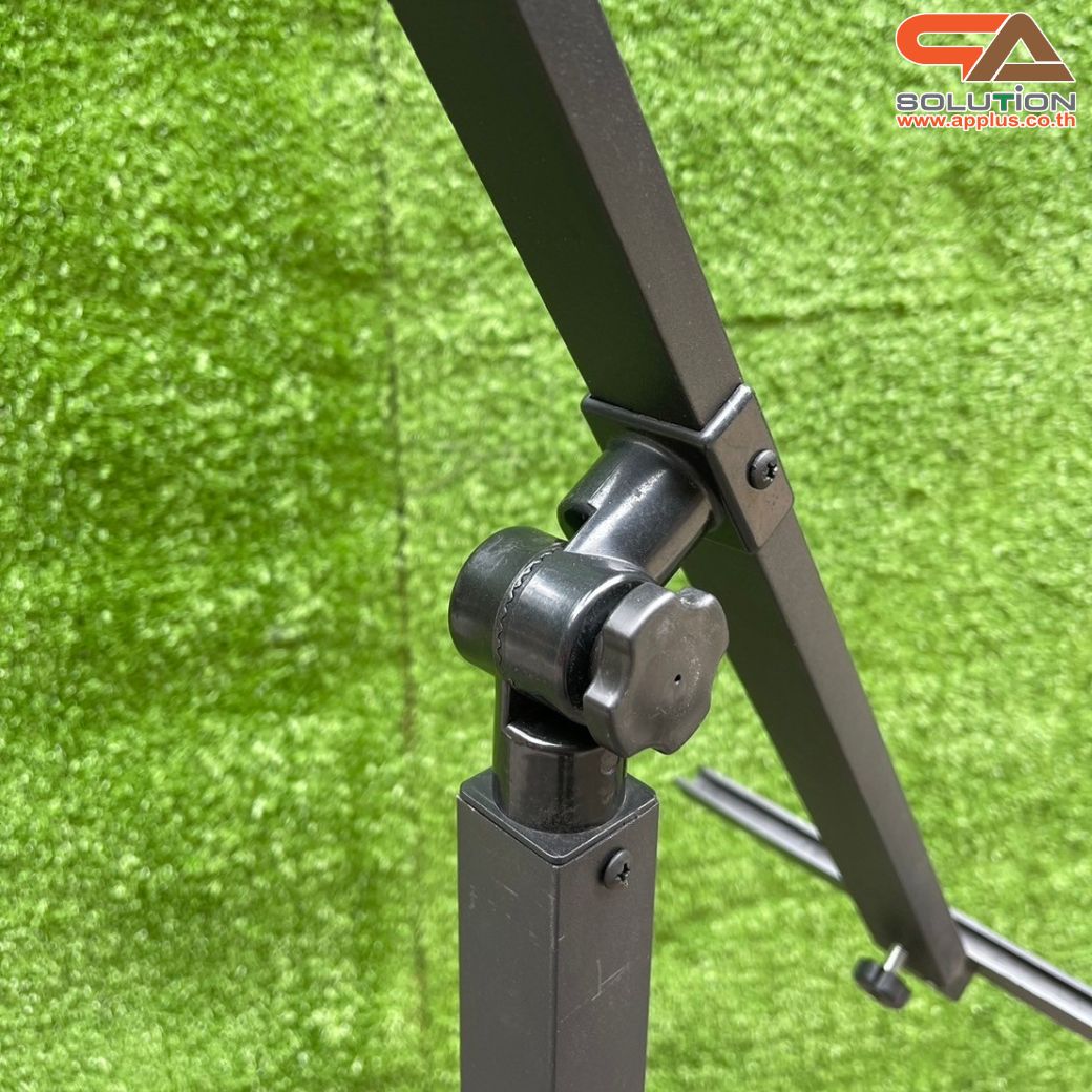 ขาตั้งโปสเตอร์เหล็ก แบบเอียง ฐานพลาสติก-ขึ้นรูป เสริมแผ่นยางถ่วงน้ำหนัก โชว์งานพิมพ์ 1 ด้าน ปรับระดับ-ปรับเอนได้ ถอดประกอบเคลื่อนย้ายสะดวก