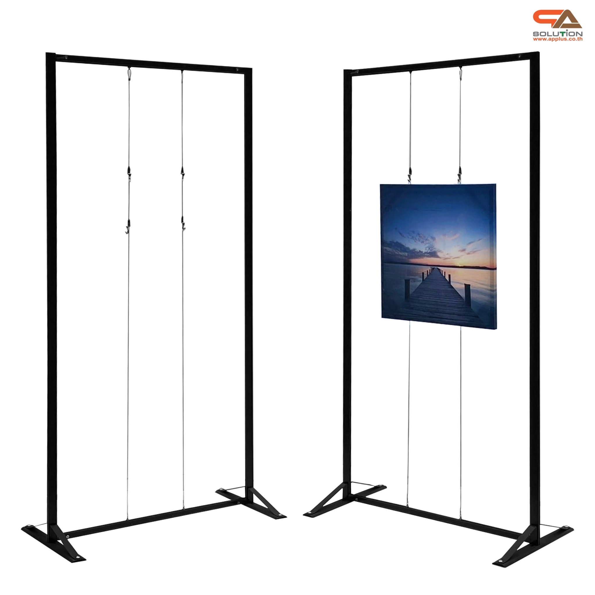 บอร์ดนิทรรศการ พร้อมชุดสลิง 2 ขอ รุ่น SINGLE SIDED ขนาด(W)100 x (W)200 cm. สามารถแขวนภาพได้ 1 ด้าน 2 ภาพ บน-ล่าง ถอดประกอบได้