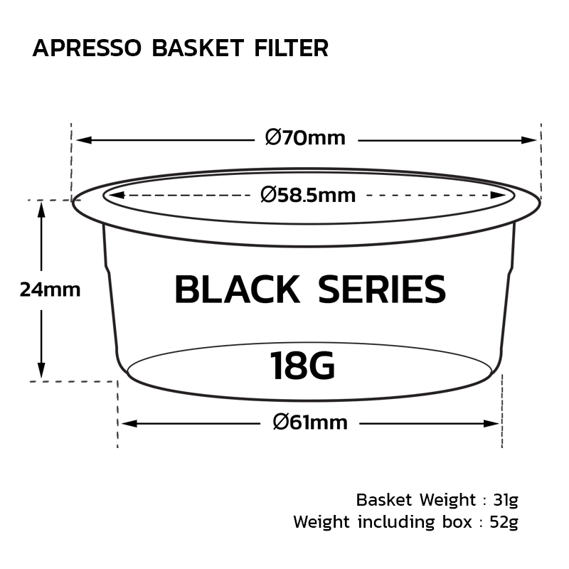 ตะกร้าชง APRESSO WEB 18G แบล็คไทเทเนี่ยม