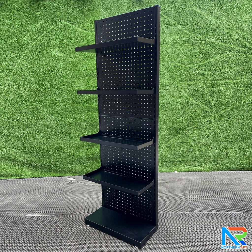 เช่าชั้นวางสินค้าเหล็ก ขนาด(W)50 x (D)25 x(H)150 cm. สีดำ ปรับจำนวนชั้นและขอแขวนได้ตามความต้องการ