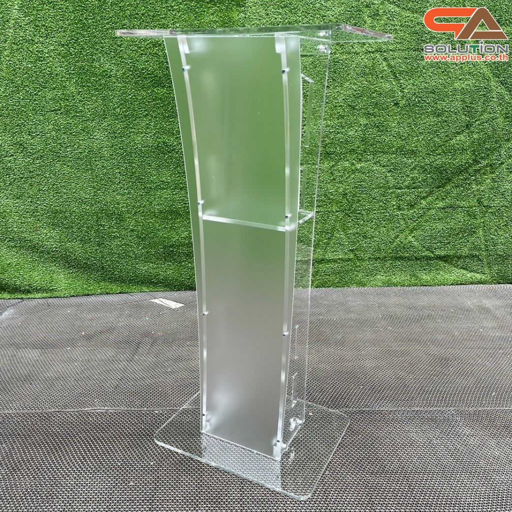โพเดียมอะคริลิคใส รุ่น AC-11 ด้านหน้าอะคริลิคฝ้า TOP ตรง ขนาด (W)47 x (L)37 x (H)100 cm.
