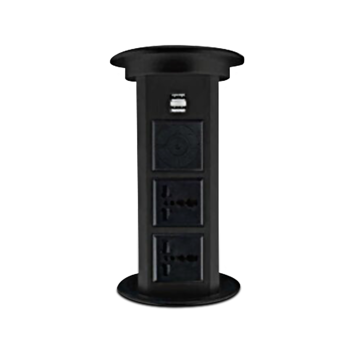 NANO เต้ารับฝังโต๊ะ 2 เต้ารับ+USB 2 ช่อง+ลำโพงบลูทูธ+ชาร์จไร้สาย สีดำ รุ่น S-04B
