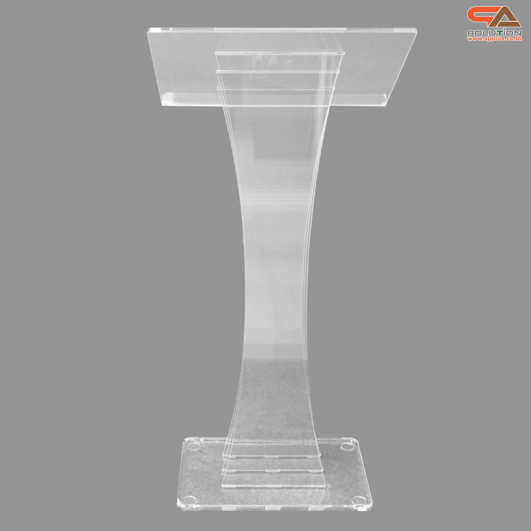 โพเดียม อะคริลิคใส AC-02 ขนาด(W)60 x (L)40 x (H)123 cm. TOP เอียงพร้อมกันตก วัสดุอะคริลิคใส หนา 10-20 มม.