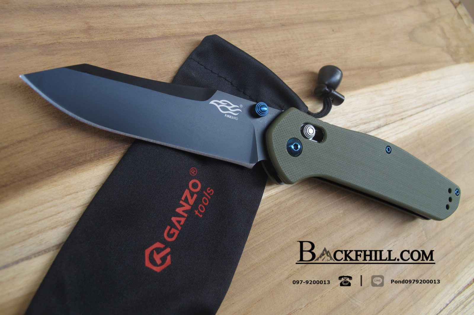 มีด Ganzo รุ่น F7563-GR (สีเขียว)- Firebird G10 Scales Folding Knife.