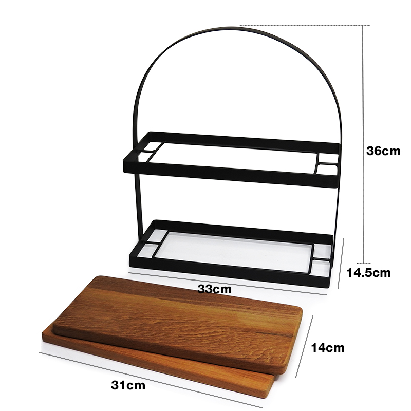 ขาเหล็ก 2 ชั้นไฮที เหล็กแบนสี่เหลี่ยมผืนผ้ารวมแผ่นไม้สัก