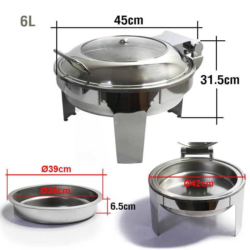 หม้ออุ่นอาหาร 6 ลิตร ทรงกลม ฝากระจก