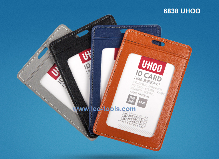 (ขายส่ง) UHOO 6838 ซองหนังใส่บัตรพนักงานแนวตั้ง ขนาดบัตร 5.4*8.5 ซม **มีหลายสี