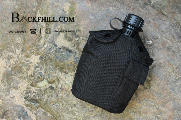 กระติกน้ำทหารสีดำ กระติกน้ำเดินป่า กระติกน้ำแคมป์ กระปุกน้ำทหาร พร้อมกล่องอะลูมิเนียมสำหรับต้มน้ำ ปรุงอาหาร