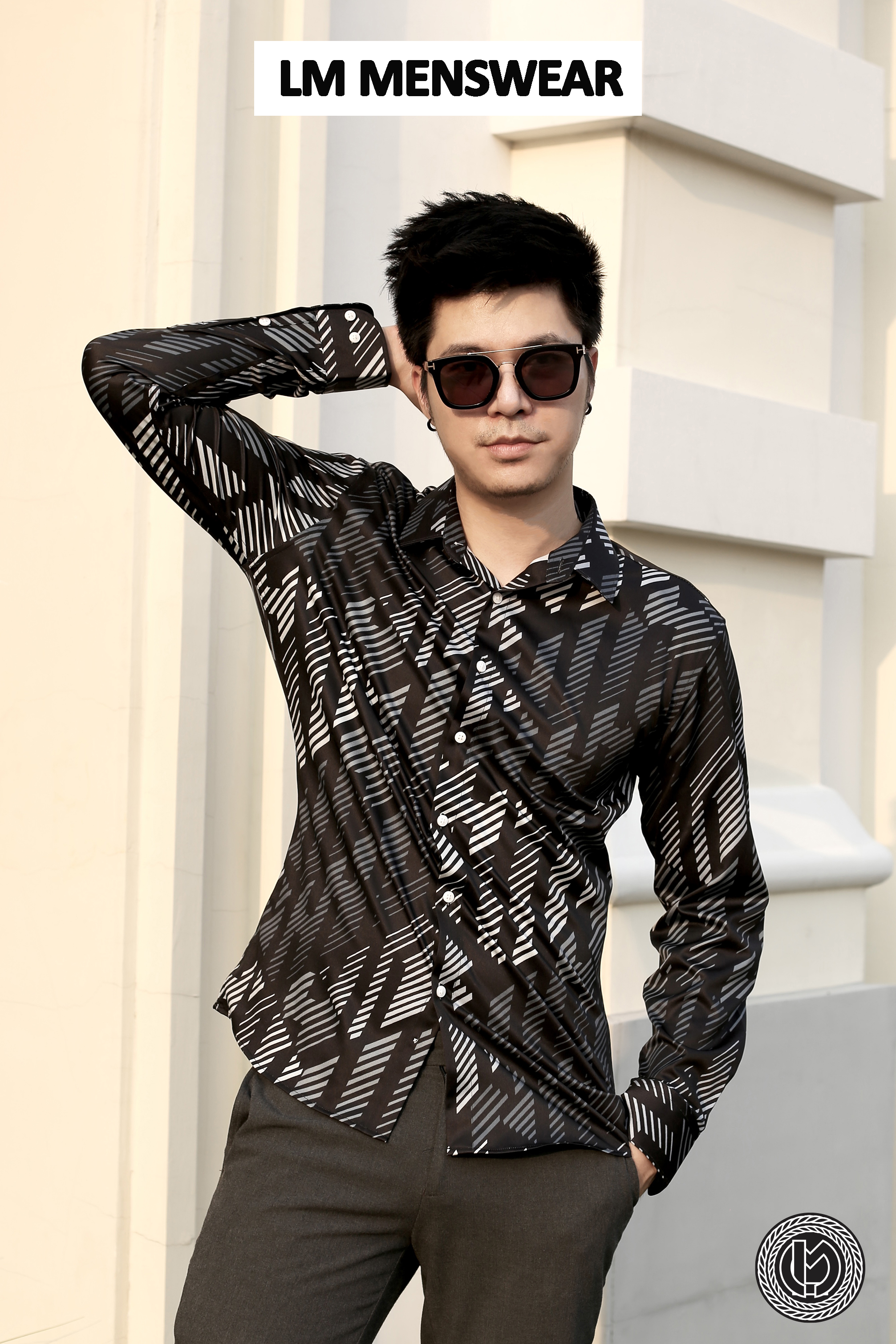 Black Graphic Patterned Shirt