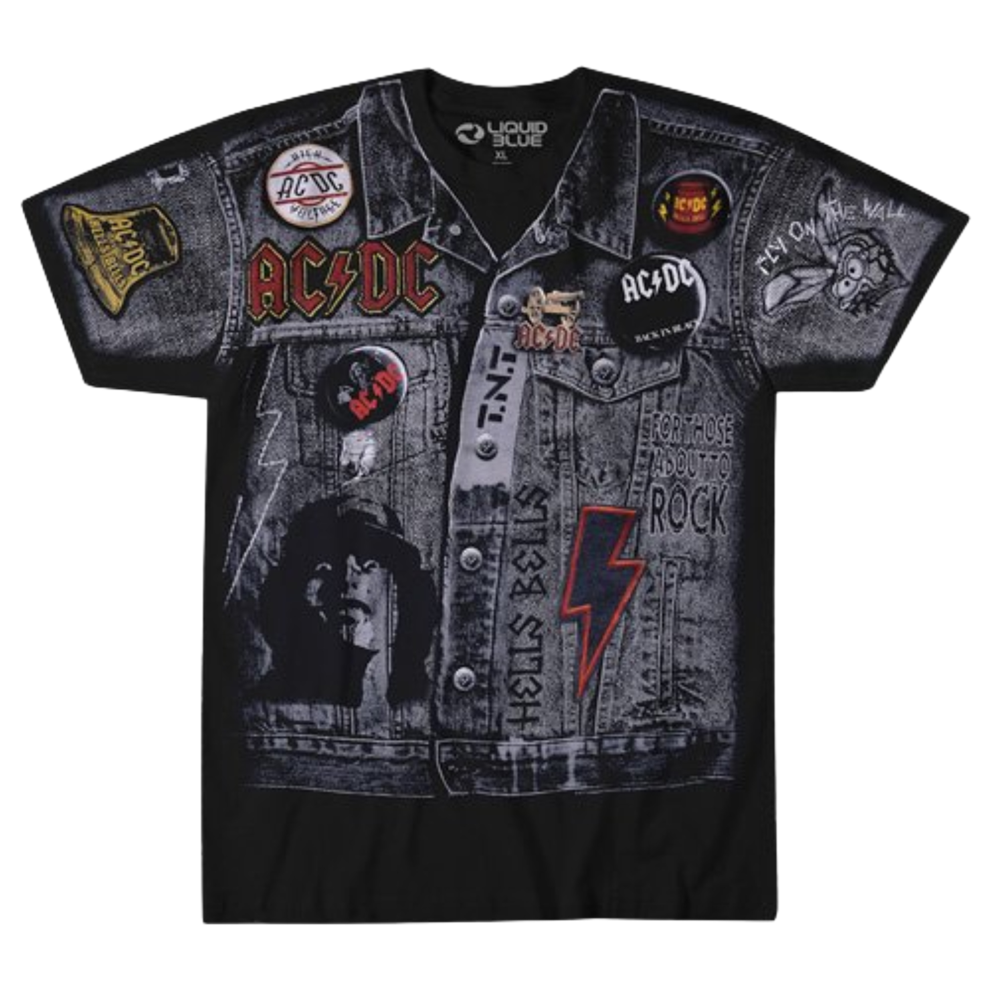 #พร้อมส่ง เสื้อวงดนตรี AC-DC T-SHIRT ลาย AC/DC JACKET (2017) ลิขสิทธิ์ของแท้ LIQUID BLUE USA BLACK