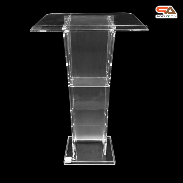 โพเดียมอะคริลิค เรืองแสงLED เปลี่ยนสีได้ พร้อมรีโมท TOP เอียงพร้อมกันตก ขนาด(W)60 x (L)40 x (H)114 cm.