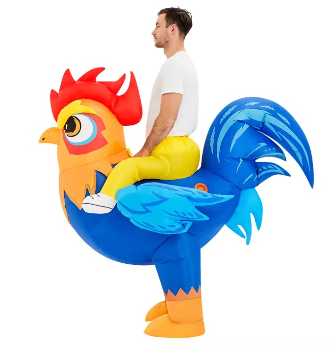 ชุดขี่ไก่เป่าลมสีน้ำเงิน