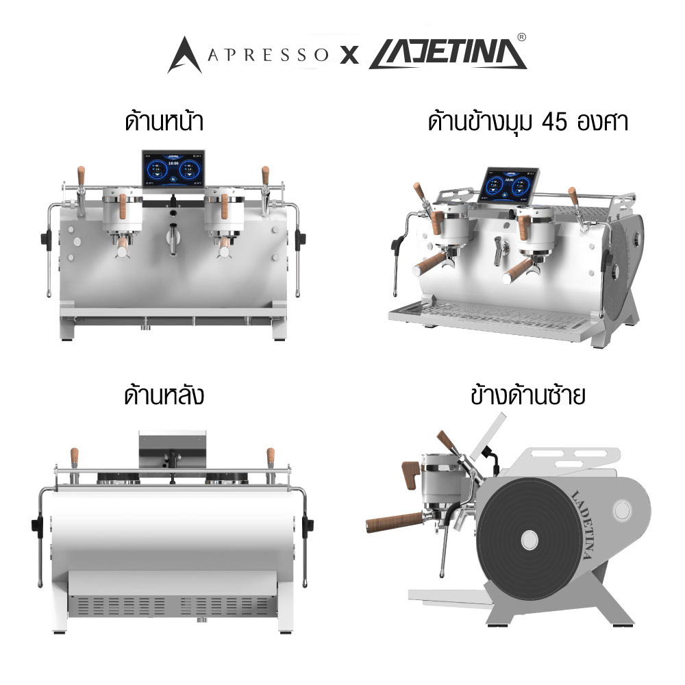 LADETINA MYTH AT2-2 | Dual Group Espresso Machine with Pre-Infusion | Dual Boiler | Touchscreen Control