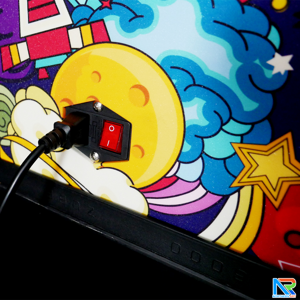 เช่าตู้เกมส์กดตั้งพื้น พร้อมเกมส์นับ 1,000+ มีลำโพงและเพลงในตัว เล่นพร้อมกันได้ 2 คน ขนาด (W)59 x (D)42 x (H)144cm