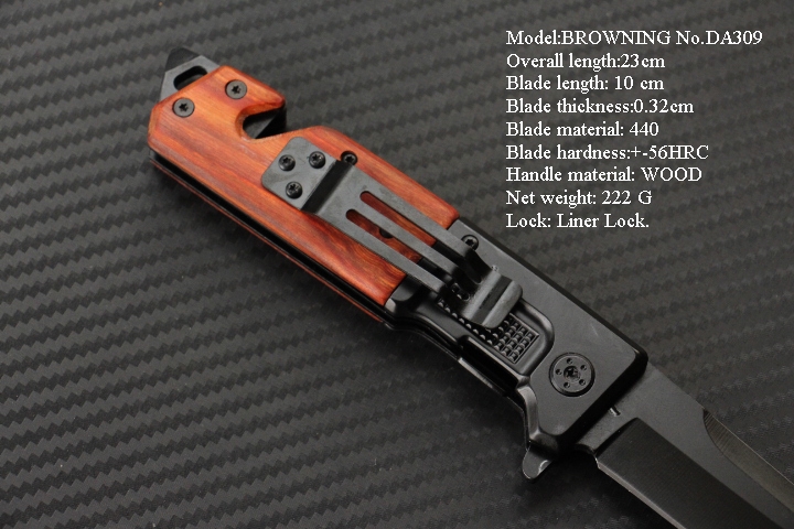 มีดพับ BROWNING DA309 Stainless Steel มีดSurvival Knife ด้ามไม้