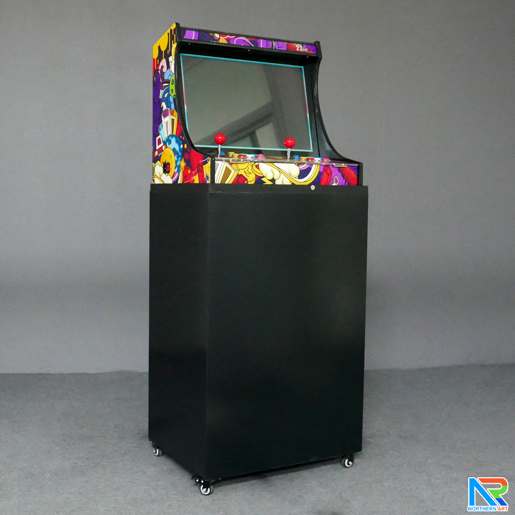 เช่าตู้เกมส์กดตั้งพื้น พร้อมเกมส์นับ 1,000+ มีลำโพงและเพลงในตัว เล่นพร้อมกันได้ 2 คน ขนาด (W)59 x (D)42 x (H)144cm