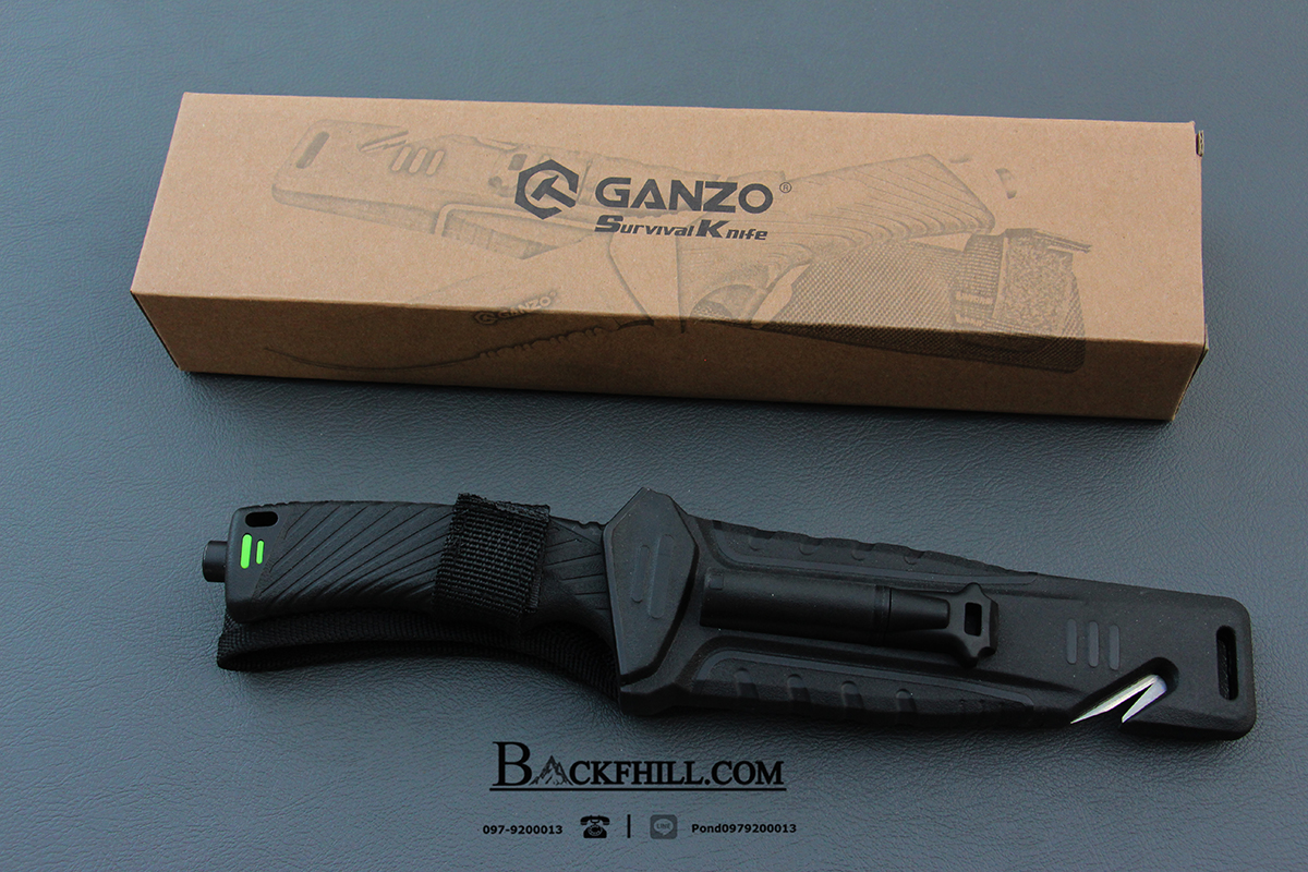 มีด Ganzo รุ่น G-8012BK (สีดำ) Hunting Survival Knife.