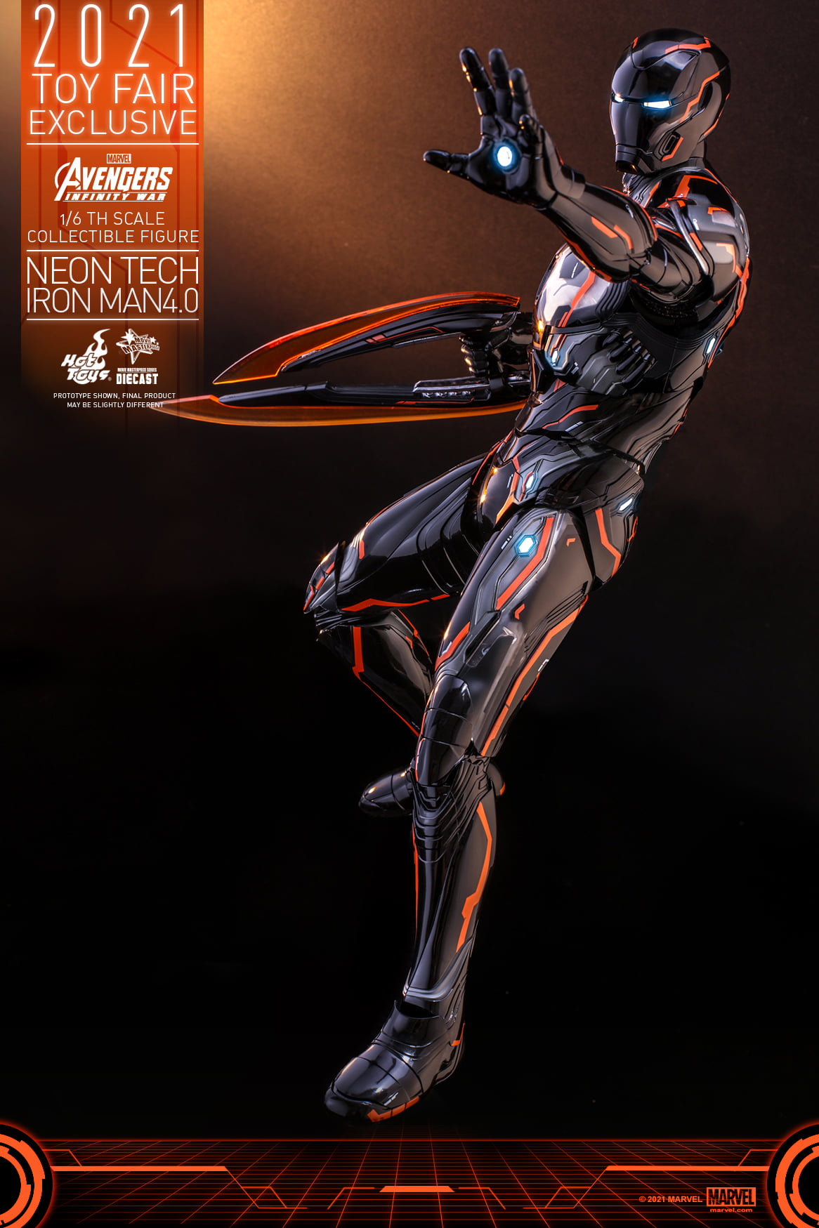 Hot Toys MMS597D39 16 Avengers Infinity War - Neon Tech Iron Man 4.0 [Toy Fair Exclusive 2021]