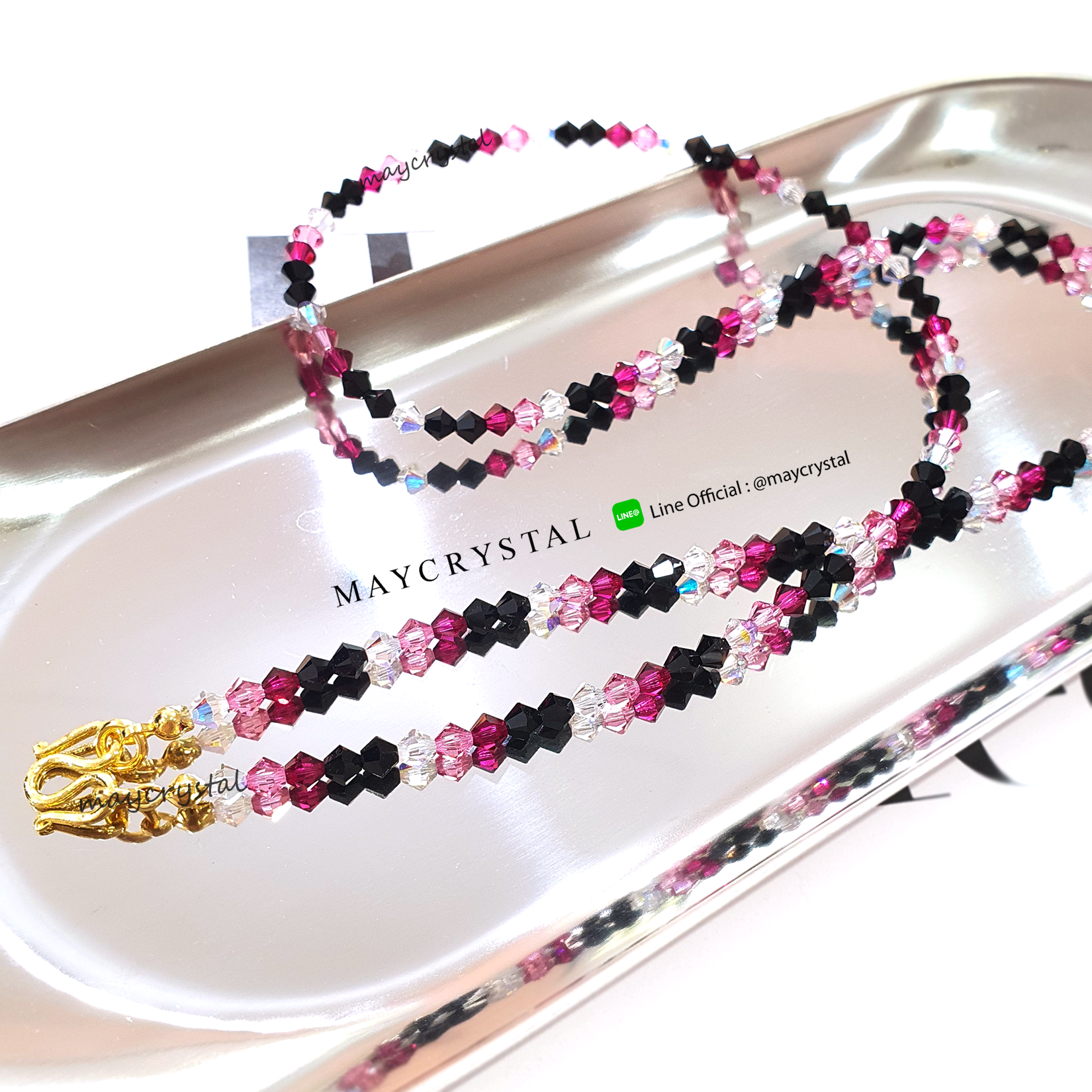 สร้อยคอคล้องพระ คริสตัลแท้จากยุโรป (Embellished with Crystals from Austria)