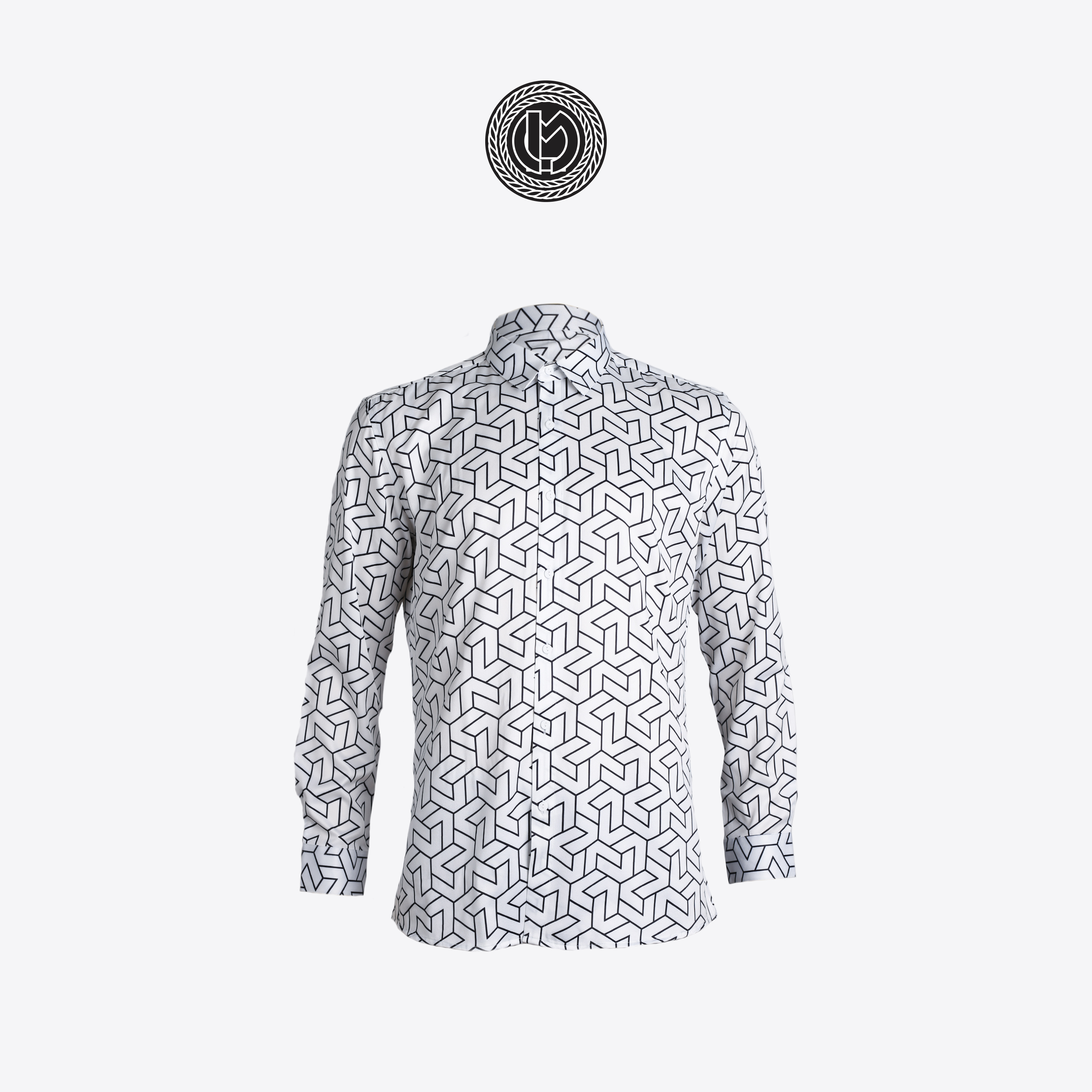 LM White Black Patterned Shirt
