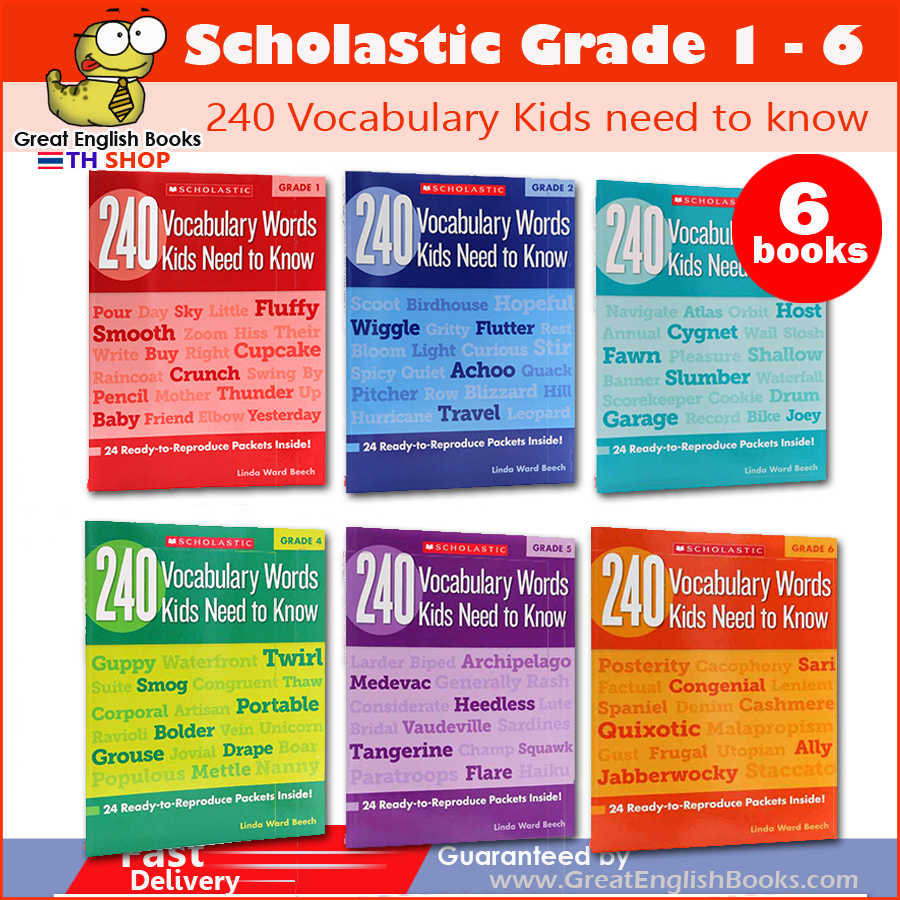 (In Stock) พร้อมส่ง แบบฝึกหัดคำศัพท์ภาษาอังกฤษที่เด็กๆควรรู้ Scholastic 240Vocabulary Words Kids Need to Know Grade 1-6