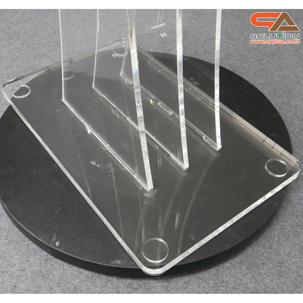 โพเดียม อะคริลิคใส AC-02 ขนาด(W)60 x (L)40 x (H)123 cm. TOP เอียงพร้อมกันตก วัสดุอะคริลิคใส หนา 10-20 มม.