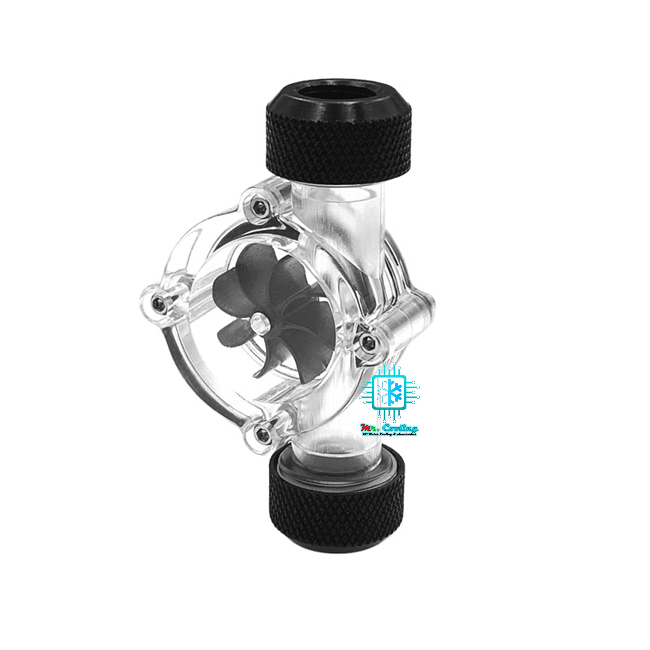 ใบพัด โฟลวน้ำ อะคริลิคใส ใบพัดดำ เกลียวในG1/4, Flow Turbine Water Cooling System G1/4 สำหรับระบบชุดน้ำคอมพิวเตอร์และDIY