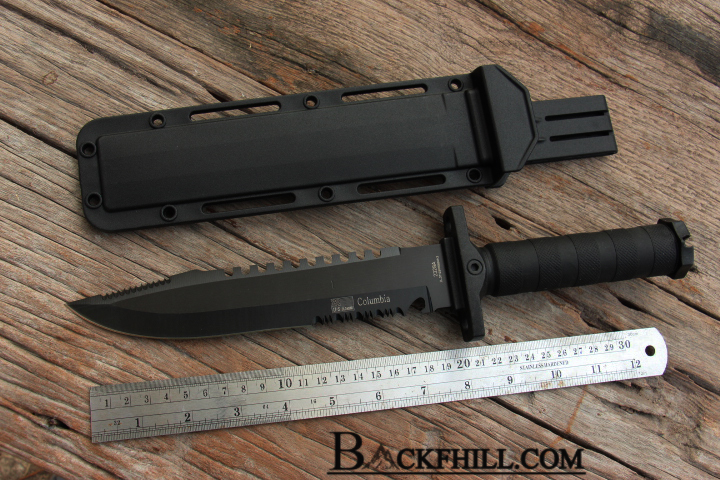 มีดพกลุยป่า COLUMBIA รุ่น 2328A # มีดทรงโบวีใบรมดำสำหรับลุยป่า ขนาด 14 นิ้ว พร้อมซองแข็ง