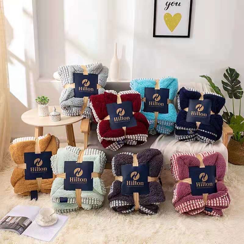 6ฟุต ผ้าห่มขนแกะ HILTON สีพื้น 40ผืน