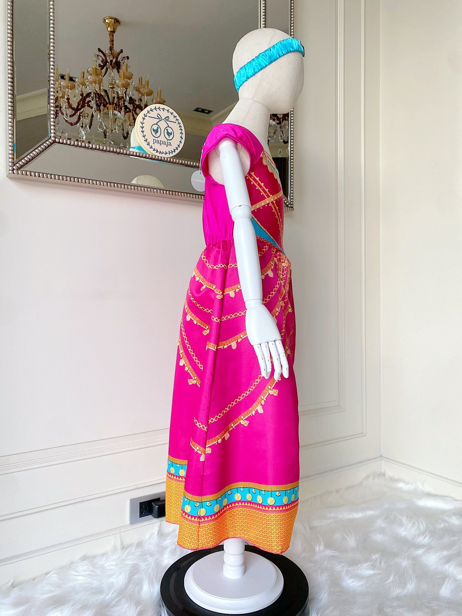 ชุดเจ้าหญิงจัสมิน (Jasmine) สีชมพูบานเย็น พร้อมผ้าคาดผม